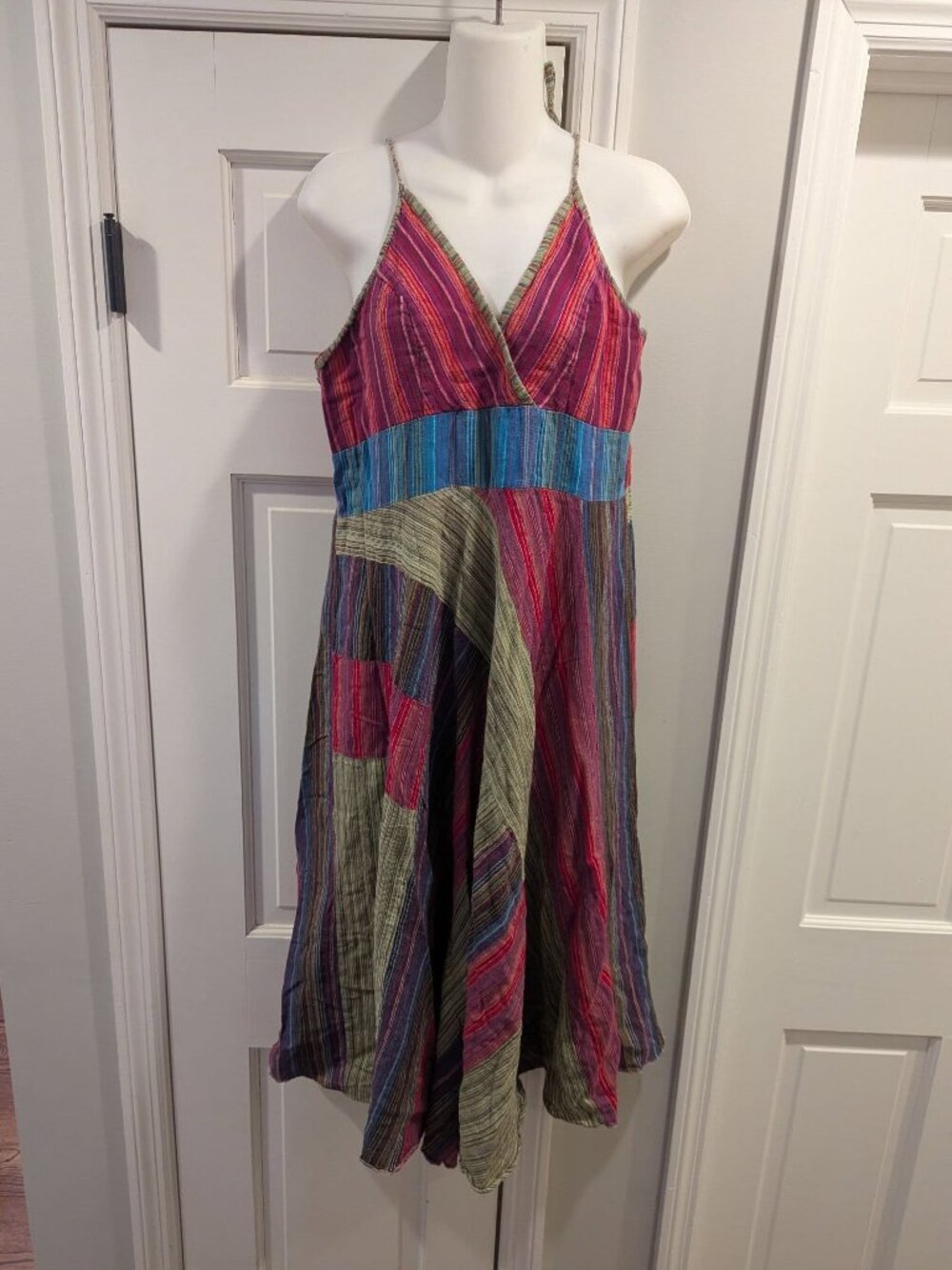 Blue Sky boho smocked colorful sundress 100% cotton